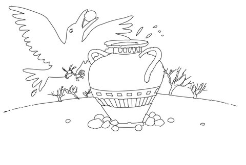 Thirsty Crow  Coloring Page